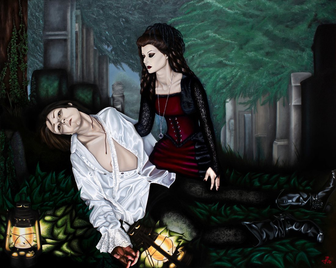 Amore Eterno, a gothic oil painting of two figures
